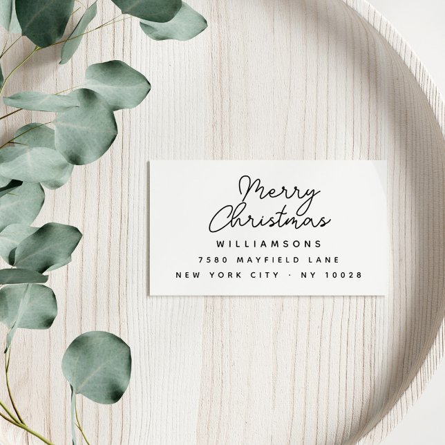 Modern Lettering Merry Christmas Family Name Rubber Stamp (Creator Uploaded)