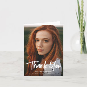 Modern Lettering Simple 3 Photo Graduation Folded Thank You Card