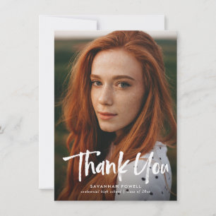 Modern Lettering Simple 3 Photo Graduation Thank You Card