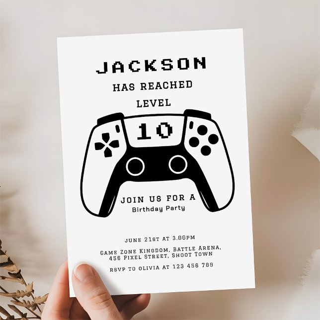 Modern Level Up Gamer Boys Birthday Party Invitation (Creator Uploaded)
