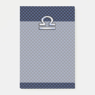 Modern Libra Sign on Navy Blue Carbon Fibre Post-it Notes
