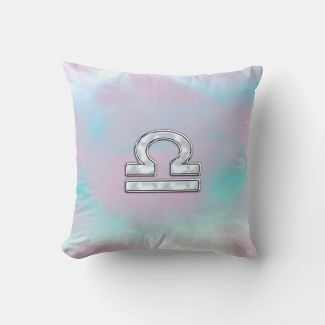 Modern Libra Zodiac Sign Mother of Pearl Style Cushion (Front)
