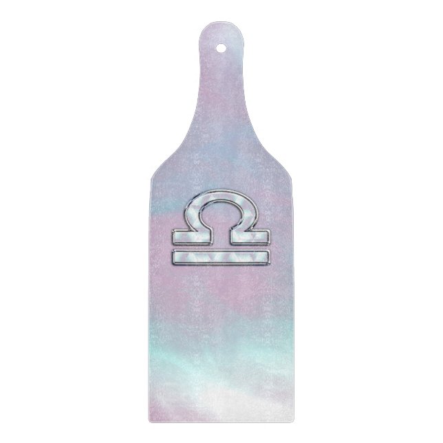 Modern Libra Zodiac Sign Mother of Pearl Style Cutting Board (Front)
