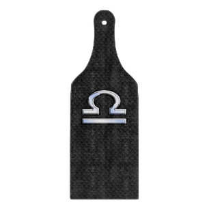 Modern Libra Zodiac Sign on black snake skin style Cutting Board