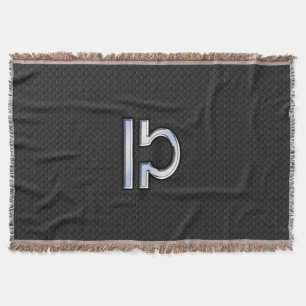 Modern Libra Zodiac Sign on black snake skin style Throw Blanket