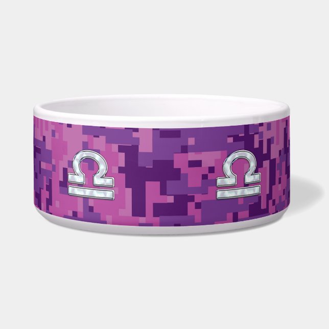 Modern Libra Zodiac Symbol on Fuchsia Digital Camo (Front)
