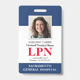Modern Licensed Practical Nurse Photo ID Badge