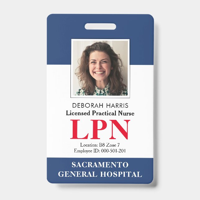 Modern Licensed Practical Nurse Photo ID Badge (Front)