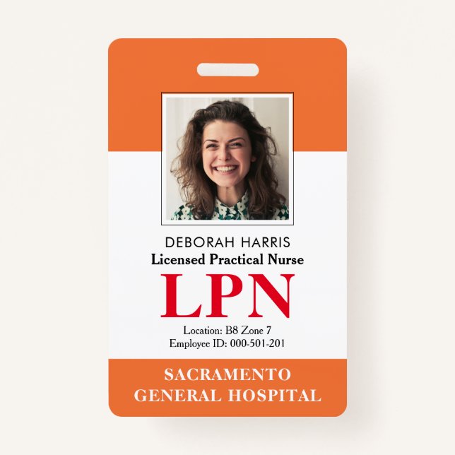 Modern Licensed Practical Nurse Photo ID ID Badge (Front)