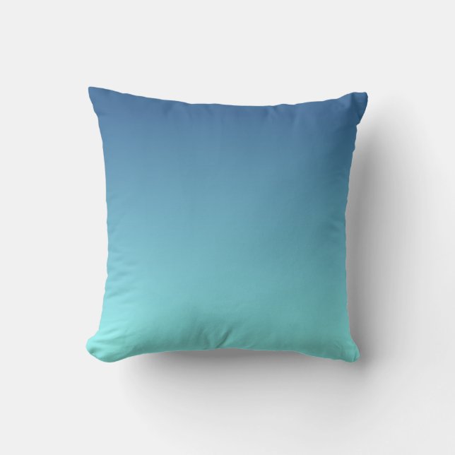 Modern Light Aqua to Blue Ombre Cushion (Front)