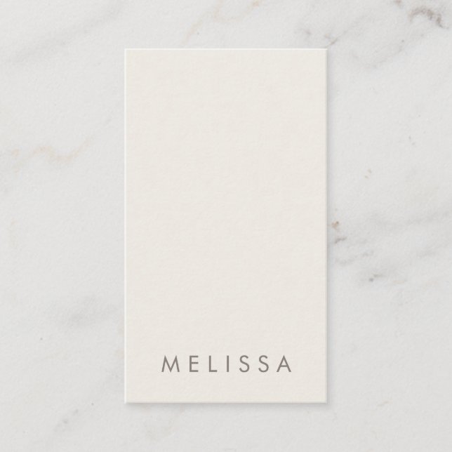 Modern light beige brown minimalist vertical business card (Front)