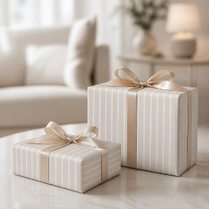 Modern Light Beige Striped Wrapping Paper Roll