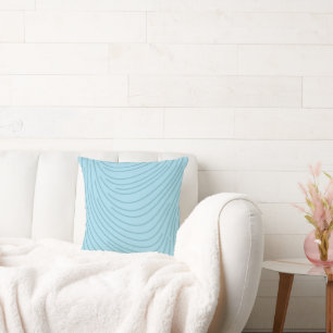 Modern Light Blue Abstract Wavy Line Art Throw Pil Cushion