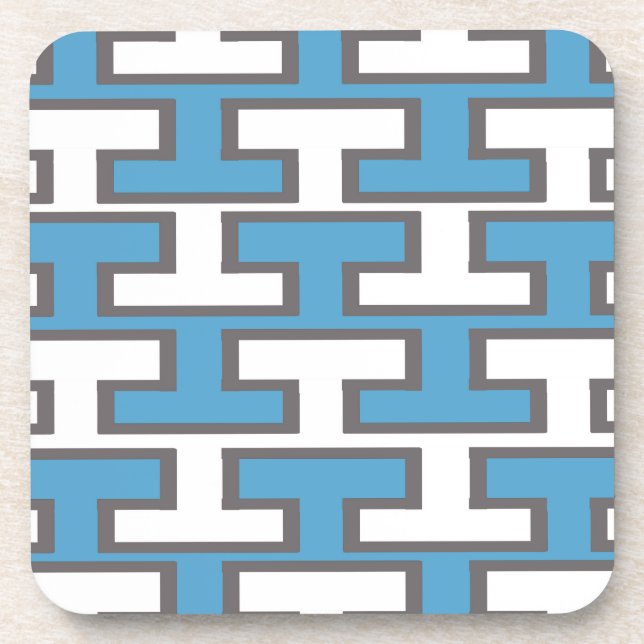 Modern Light Blue and White Bricks Coaster (Front)