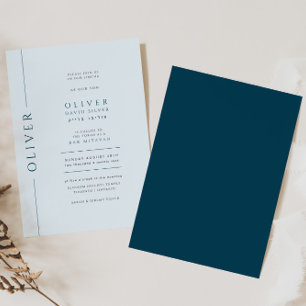 Modern Light Blue Bar Mitzvah Typography Invitation