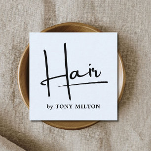 Modern Light Blue Black Bold Hairstylist Square Business Card