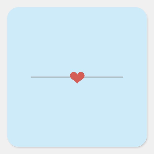 Modern light blue blank heart square sticker (Front)