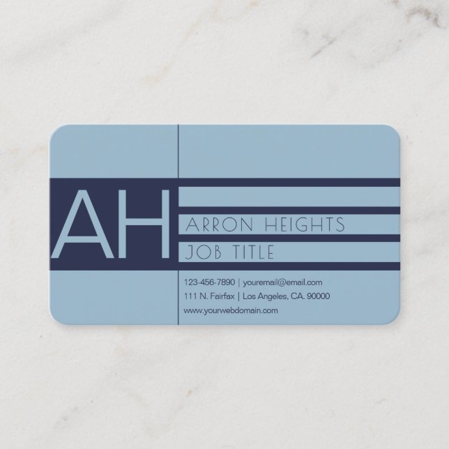 Modern Light Blue & Blue Business Card (Front)