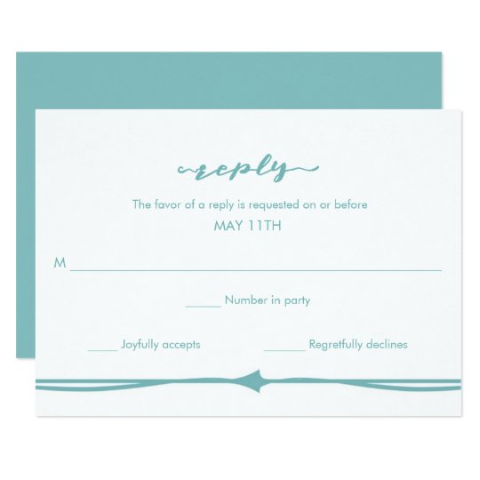 Modern Light Blue Border Wedding RSVP Card