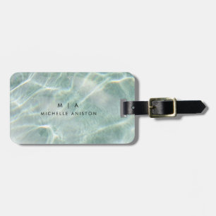  Modern Light Blue Calm Ocean  Monogram Custom  Luggage Tag
