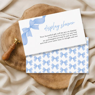 Modern Light Blue Coquette Bow Display Shower Enclosure Card