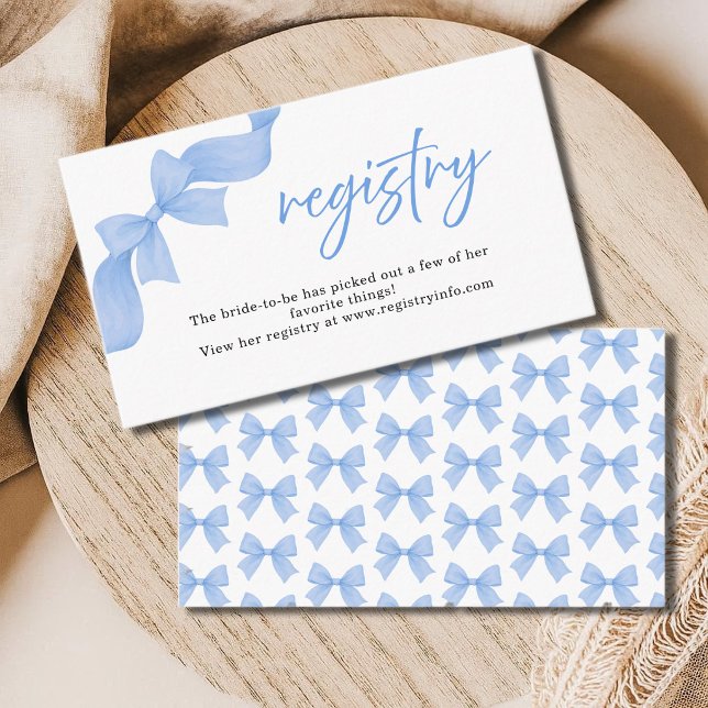 Modern Light Blue Coquette Bow Registry  Enclosure Card (Creator Uploaded)