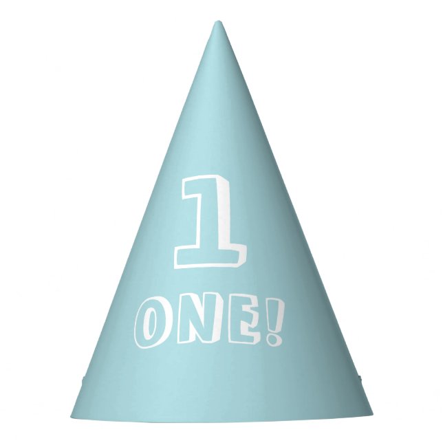 Modern light blue custom number age year birthday  party hat (Front)