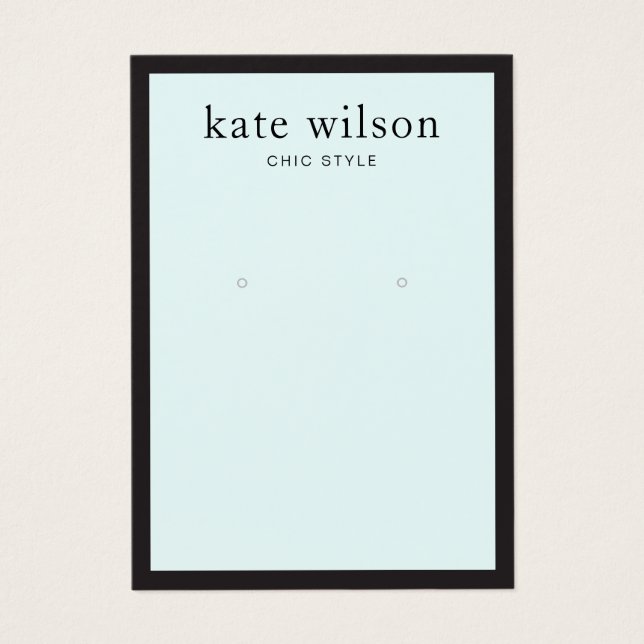 Modern Light Blue Earring Display Card (Front)