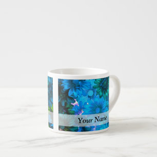 Modern light blue floral pattern espresso cup