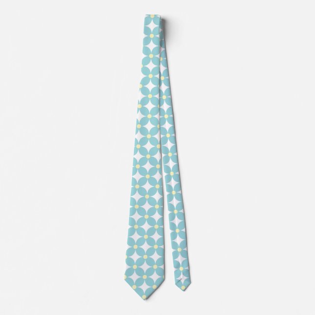 Modern Light Blue Geometric Blossom Pattern Tie (Front)