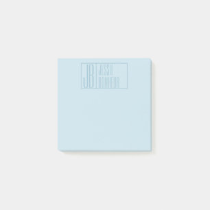 Modern Light Blue Initials & Name Logo Post-it Notes