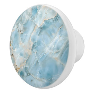Modern Light Blue Luxurious Aesthetic Gemstone Ceramic Knob
