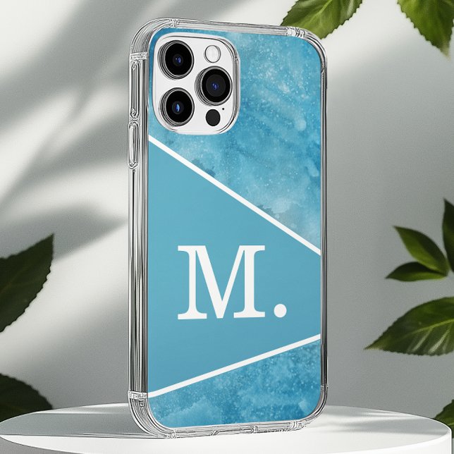 Modern Light Blue Monogram Case-Mate iPhone Case (Creator Uploaded)
