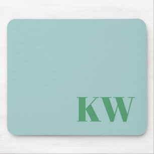 Modern Light Blue Monogram Initials Personalized Mouse Mat
