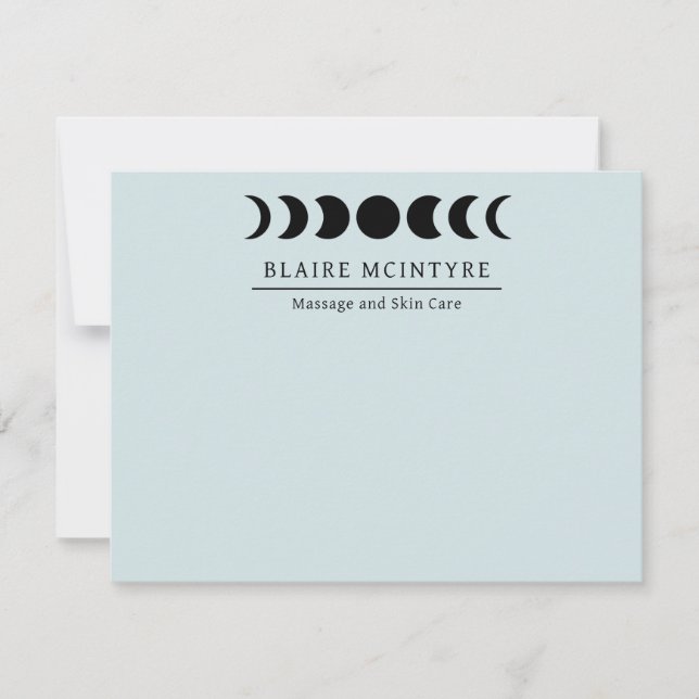 Modern Light Blue Moon Phases Elegant Card (Front)