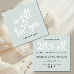 Modern light blue script coupon discount card