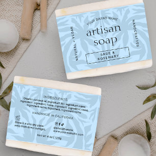 Modern Light Blue Soap Bar Wrapper Bellyband Label