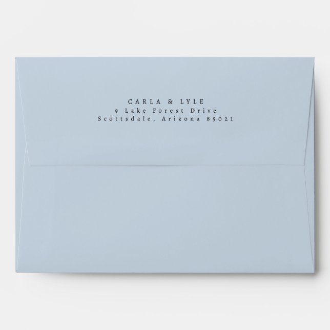 Modern Light Blue Stream Wedding Return Address Envelope (Back (Top Flap))