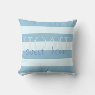 Modern  Light Blue Stripes,Home Sweet Home Cushion