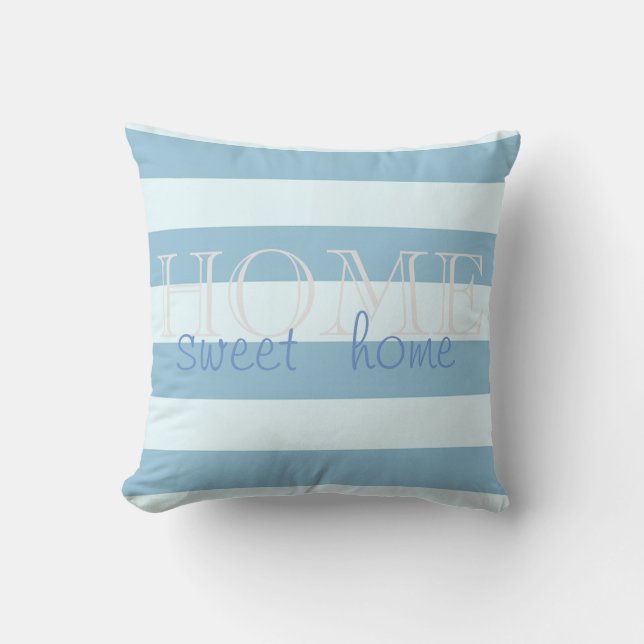 Modern  Light Blue Stripes,Home Sweet Home Cushion (Front)