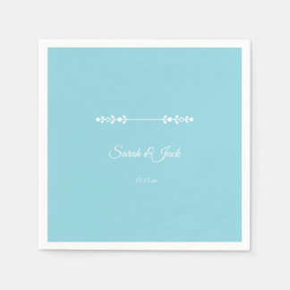 Modern Light Blue & White Cocktail Napkin