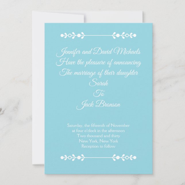 Modern Light Blue & White Wedding invitation (Front)