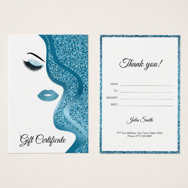 Modern Light Blue with Glitter Effect  (Front & Back)