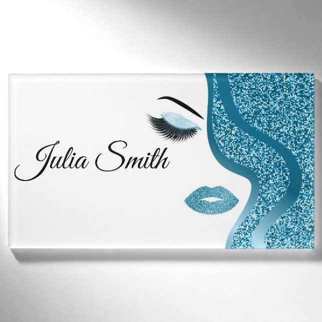 Modern Light Blue with Glitter Effect  Name Tag (Front)