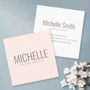 Modern light blush pink bold professional minimal square business card