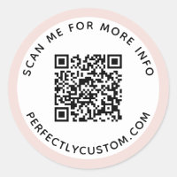 Modern light blush pink border QR code and text