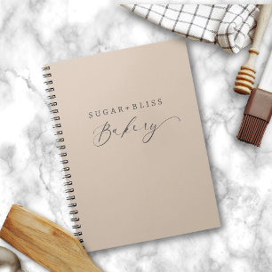 Modern Light Brown Beige Handwritten Script Bakery Notebook