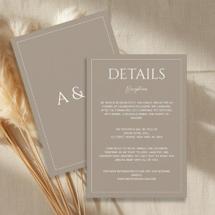 Modern light brown minimalist wedding enclosure card