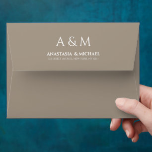 Modern light brown minimalist wedding envelope