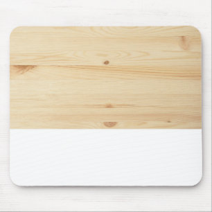 Modern light brown white rustic wood mouse mat
